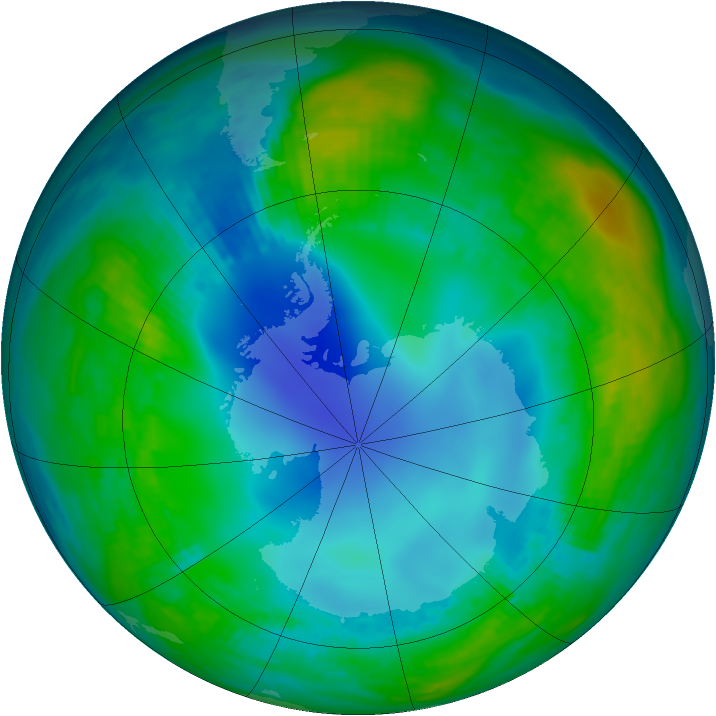 Antarctic ozone map for 15 May 1984